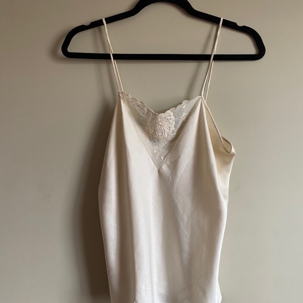 Vintage slip tank with lace detailing